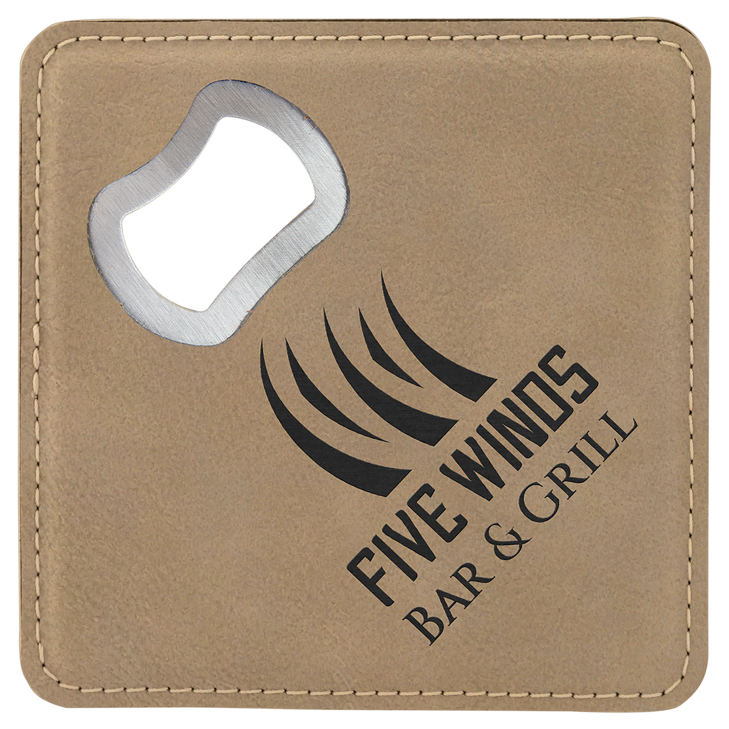 Square Leatherette Bottle Opener Coasters (6 Pack)