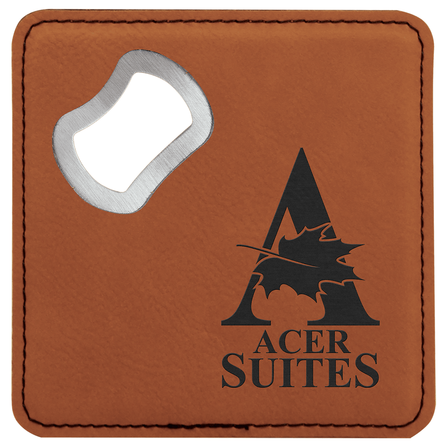 Square Leatherette Bottle Opener Coasters (6 Pack)