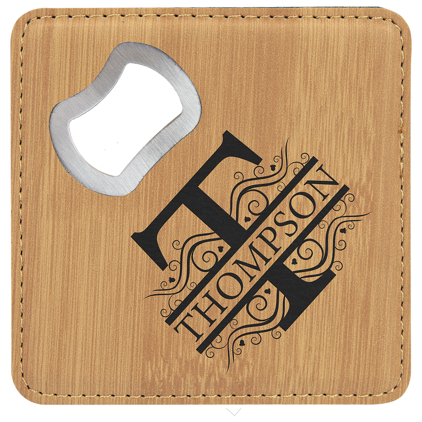Square Leatherette Bottle Opener Coasters (6 Pack)