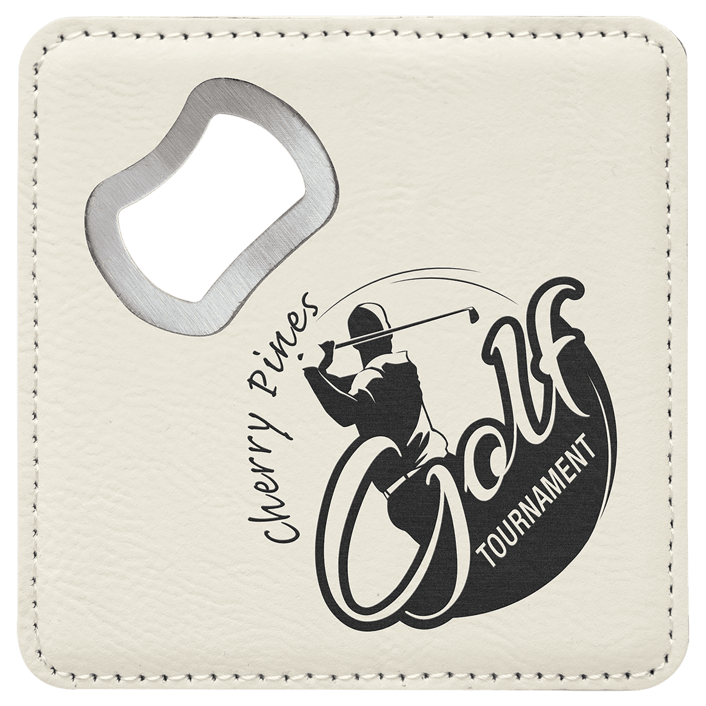 Square Leatherette Bottle Opener Coasters (6 Pack)