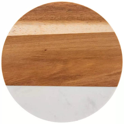 Custom Acacia Wood & Cultured Marble Coasters (4 Pack)