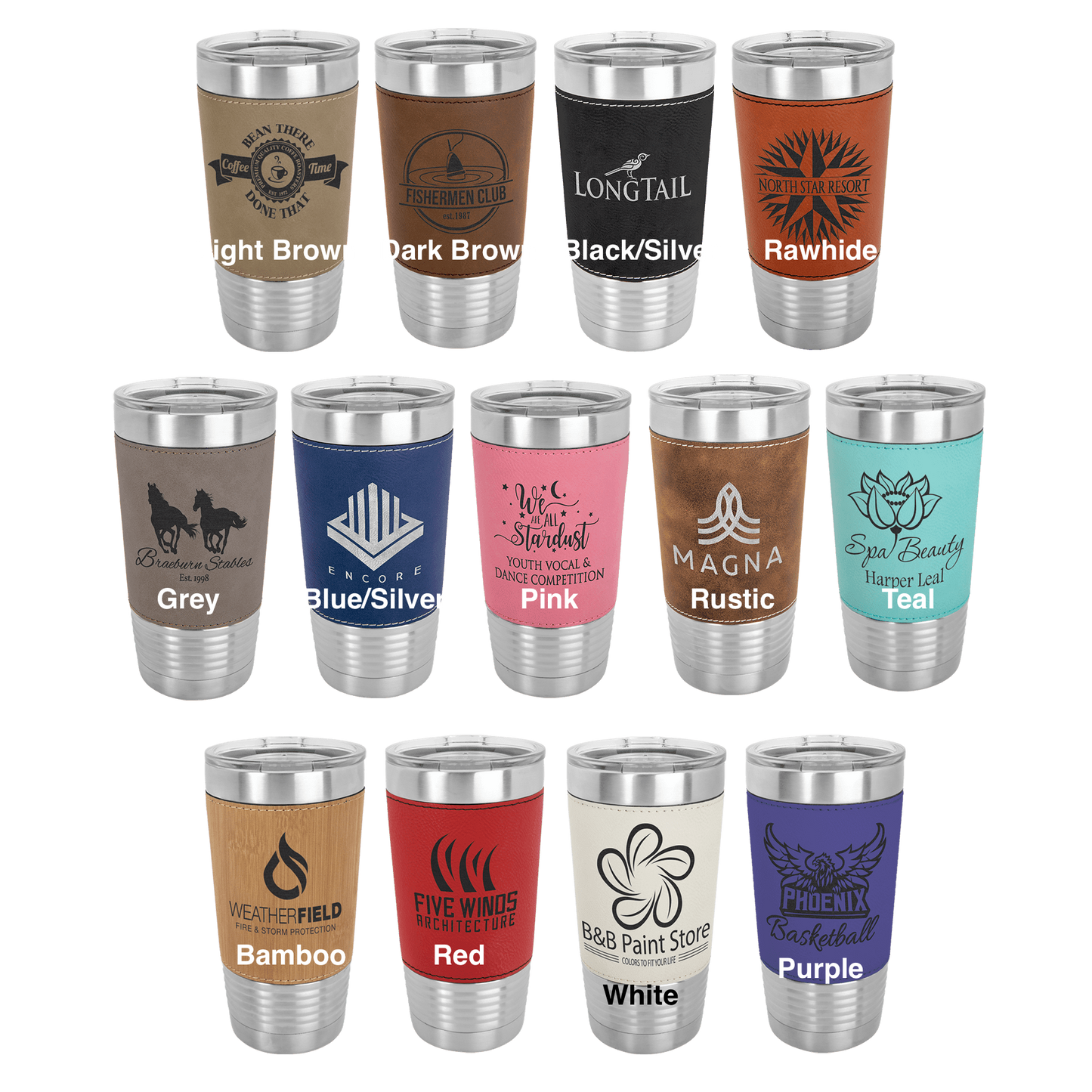 Custom Engraved 20 oz Leatherette Tumbler (Non-Bulk)